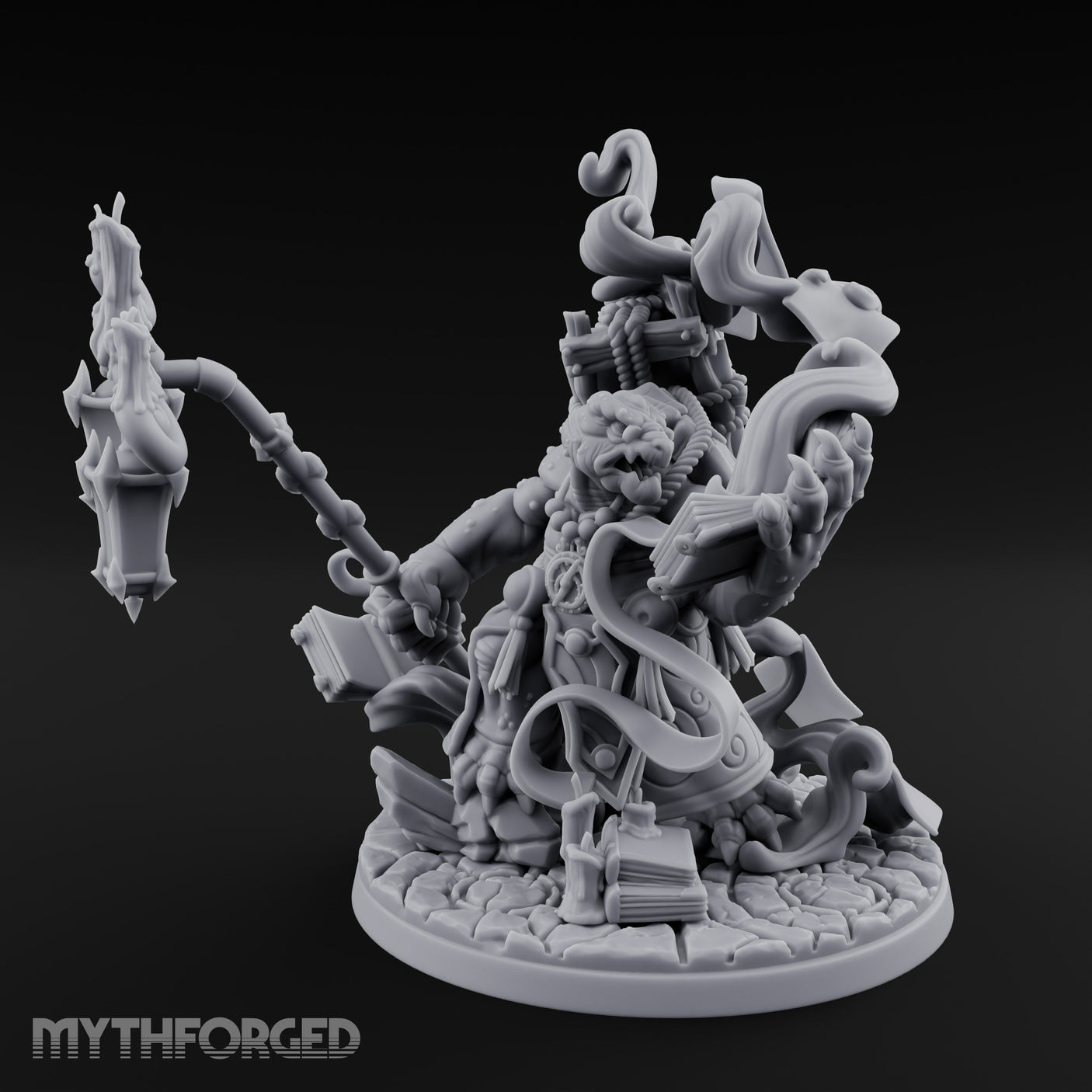 Tome And Staff Clutching Tortle Archmage Miniature for Dungeons and Dragons, Pathfinder or other TTRPGs