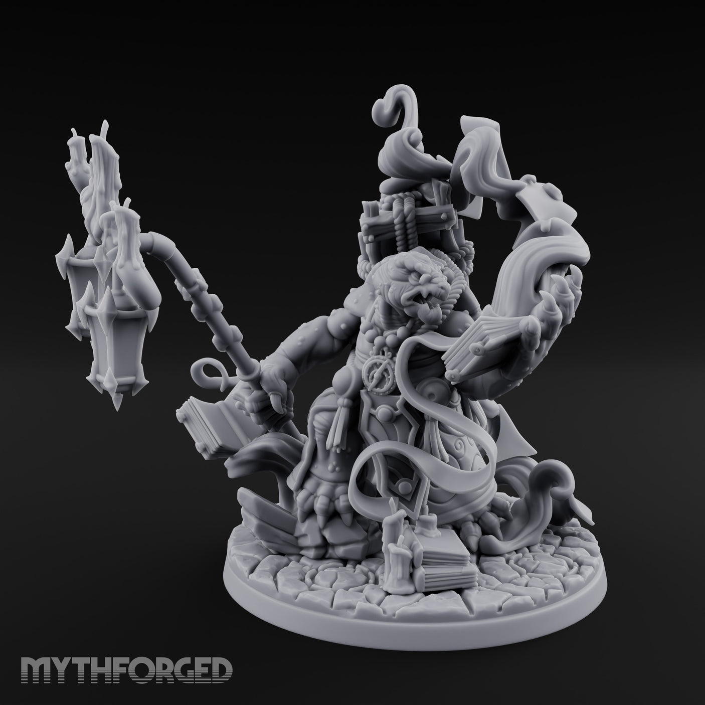 Tome And Staff Clutching Tortle Archmage Miniature for Dungeons and Dragons, Pathfinder or other TTRPGs