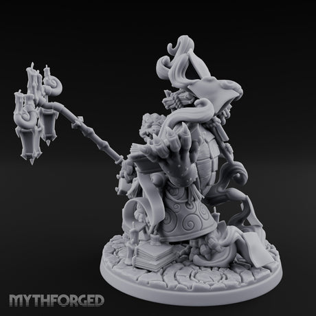 Tome And Staff Clutching Tortle Archmage Miniature for Dungeons and Dragons, Pathfinder or other TTRPGs