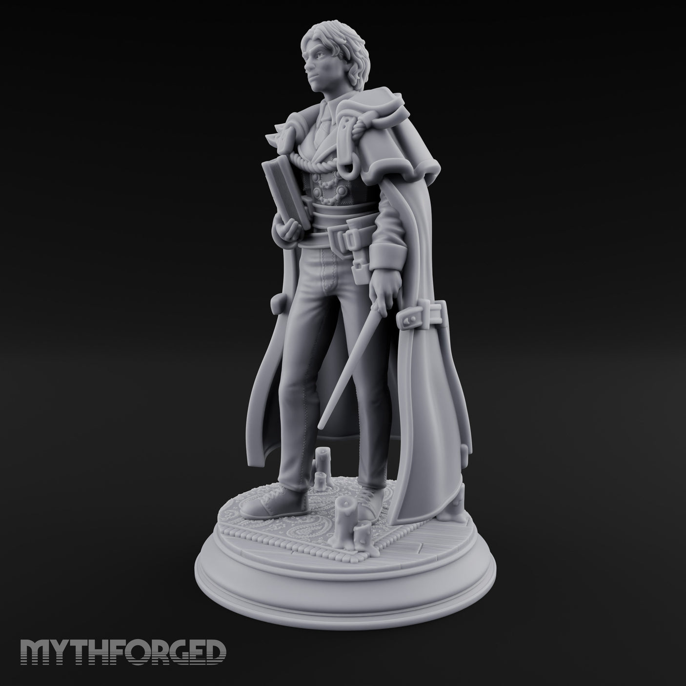 Tome And Wand Human Wizard Miniature for Dungeons and Dragons, Pathfinder or other TTRPGs