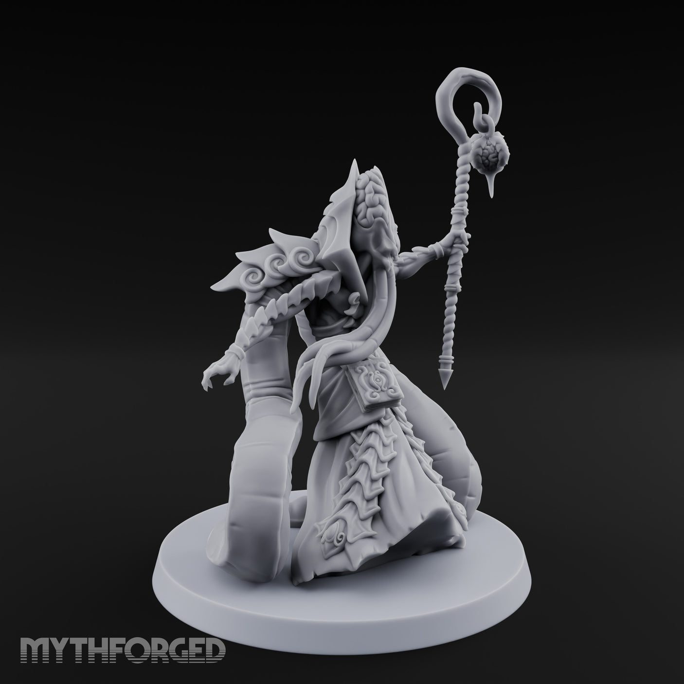 Tome Clutching Ilithid Mage Miniature for Dungeons and Dragons, Pathfinder or other TTRPGs