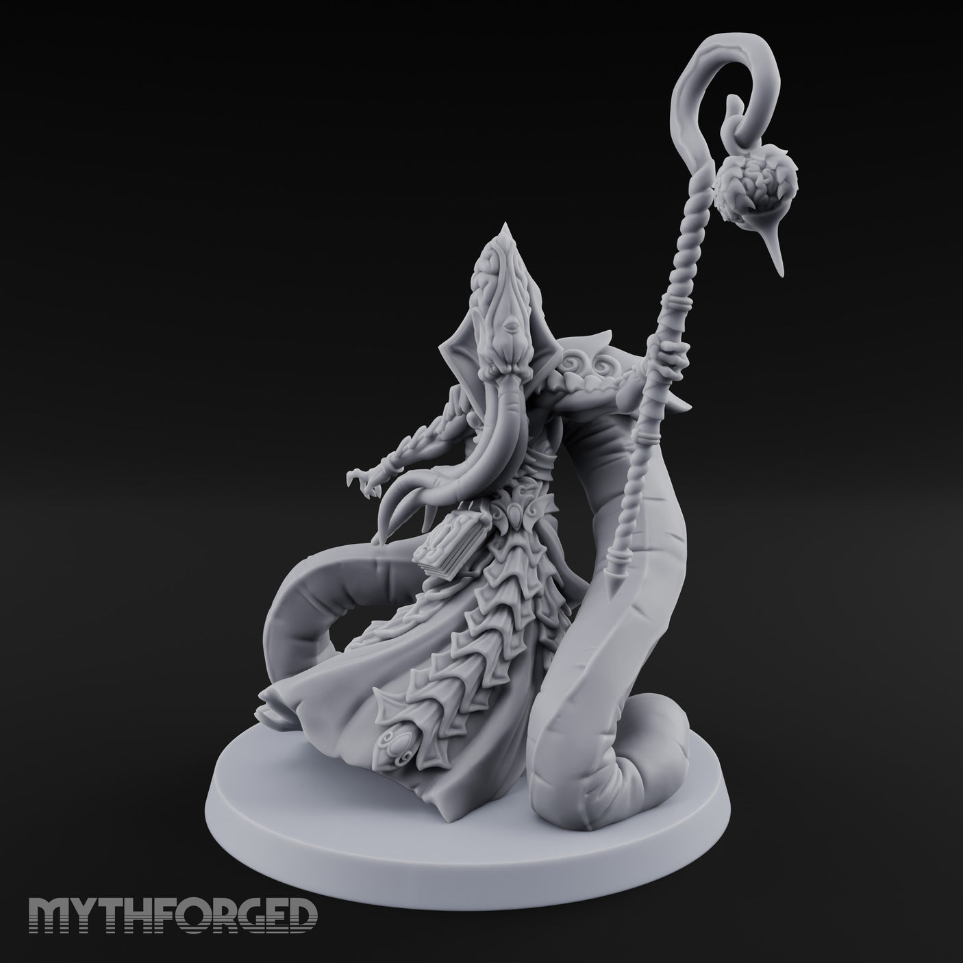 Tome Clutching Ilithid Mage Miniature for Dungeons and Dragons, Pathfinder or other TTRPGs