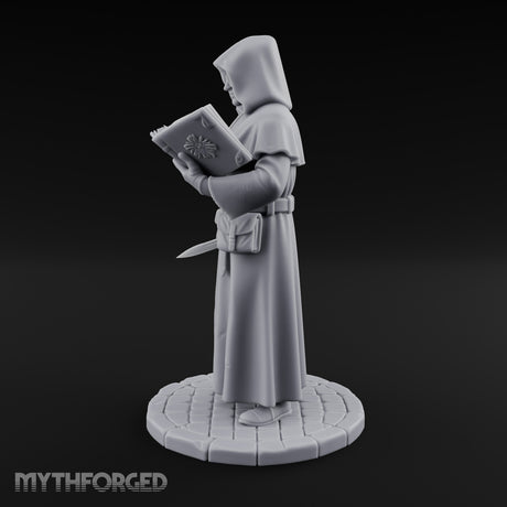 Tome Reading Human Arcanist Miniature for Dungeons and Dragons, Pathfinder or other TTRPGs