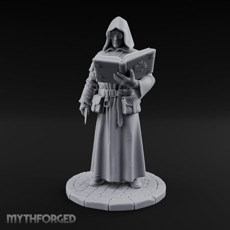 Tome Reading Human Arcanist Miniature for Dungeons and Dragons, Pathfinder or other TTRPGs