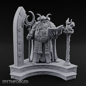 Tome Reading Staff Bearing Dwarf High Priest Miniature for Dungeons and Dragons, Pathfinder or other TTRPGs