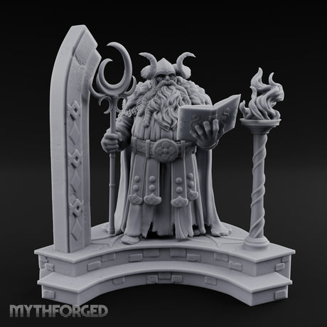 Tome Reading Staff Bearing Dwarf High Priest Miniature for Dungeons and Dragons, Pathfinder or other TTRPGs