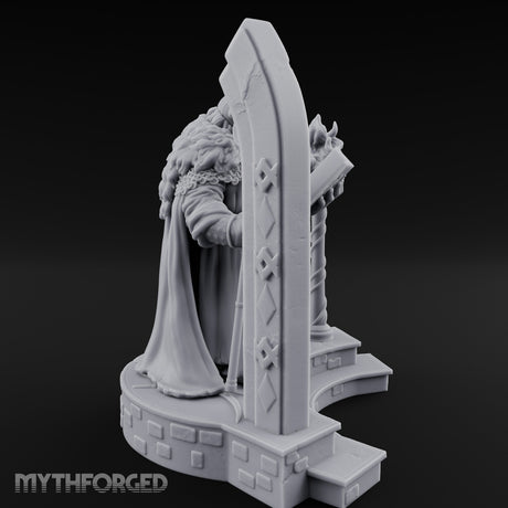 Tome Reading Staff Bearing Dwarf High Priest Miniature for Dungeons and Dragons, Pathfinder or other TTRPGs