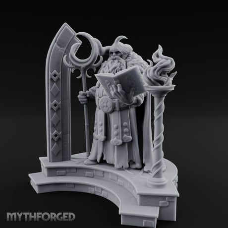 Tome Reading Staff Bearing Dwarf High Priest Miniature for Dungeons and Dragons, Pathfinder or other TTRPGs