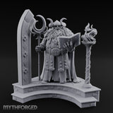 Tome Reading Staff Bearing Dwarf High Priest Miniature for Dungeons and Dragons, Pathfinder or other TTRPGs