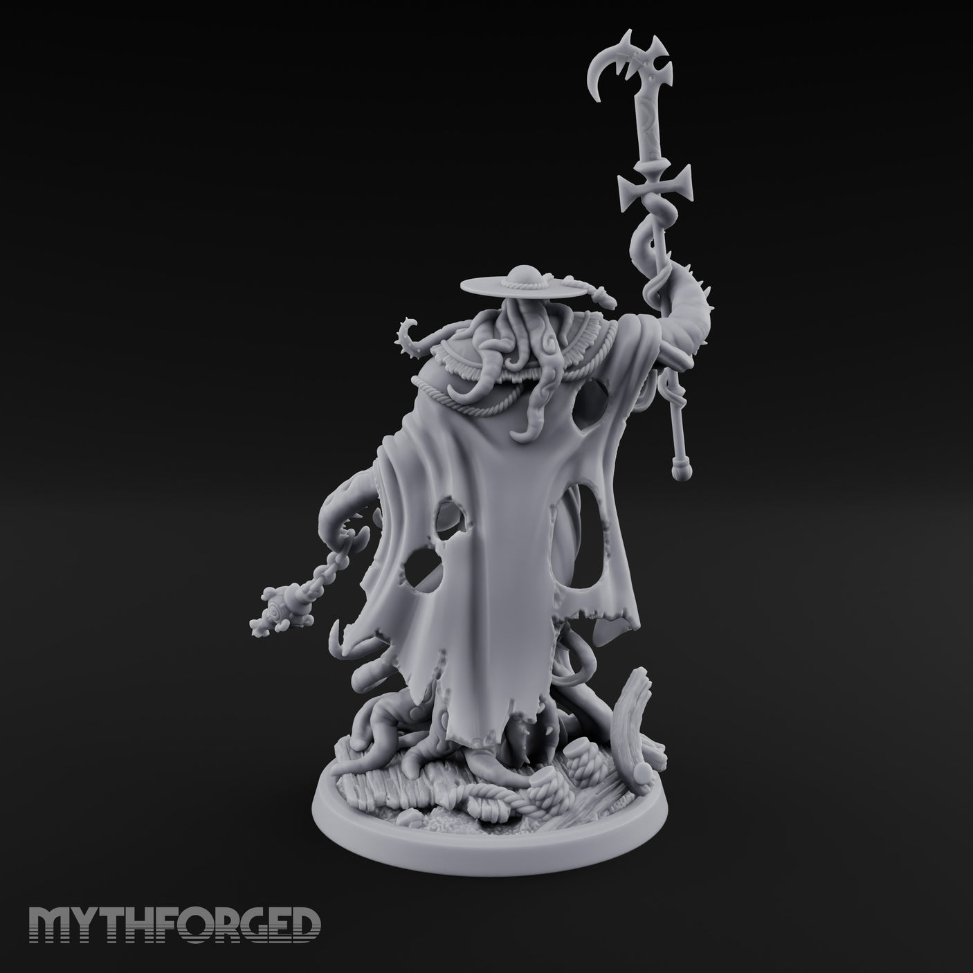 Tome Reading Staff Wielding Deep One Bishop A Miniature for Dungeons and Dragons, Pathfinder or other TTRPGs