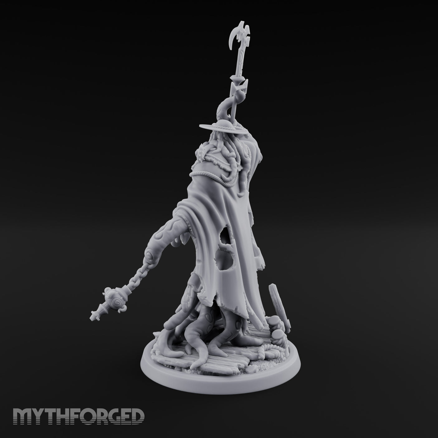 Tome Reading Staff Wielding Deep One Bishop A Miniature for Dungeons and Dragons, Pathfinder or other TTRPGs