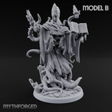 Tome Reading Staff Wielding Deep One Bishop B Miniature for Dungeons and Dragons, Pathfinder or other TTRPGs