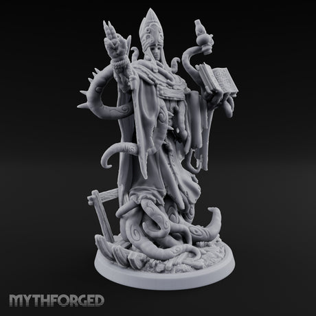Tome Reading Staff Wielding Deep One Bishop B Miniature for Dungeons and Dragons, Pathfinder or other TTRPGs