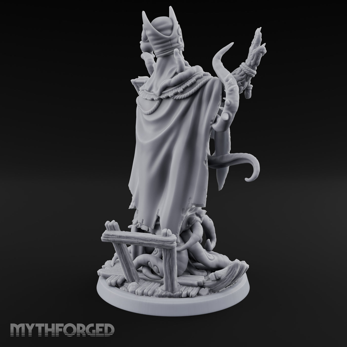 Tome Reading Staff Wielding Deep One Bishop B Miniature for Dungeons and Dragons, Pathfinder or other TTRPGs