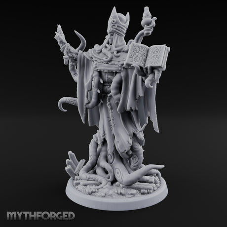 Tome Reading Staff Wielding Deep One Bishop B Miniature for Dungeons and Dragons, Pathfinder or other TTRPGs