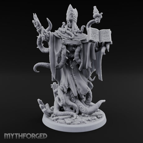 Tome Reading Staff Wielding Deep One Bishop B Miniature for Dungeons and Dragons, Pathfinder or other TTRPGs