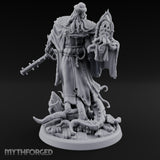 Tome Reading Staff Wielding Deep One Bishop C Miniature for Dungeons and Dragons, Pathfinder or other TTRPGs
