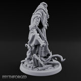Tome Reading Staff Wielding Deep One Bishop C Miniature for Dungeons and Dragons, Pathfinder or other TTRPGs