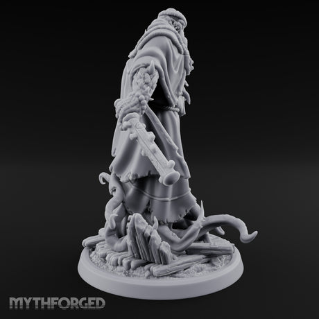 Tome Reading Staff Wielding Deep One Bishop C Miniature for Dungeons and Dragons, Pathfinder or other TTRPGs