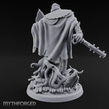 Tome Reading Staff Wielding Deep One Bishop C Miniature for Dungeons and Dragons, Pathfinder or other TTRPGs