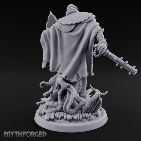 Tome Reading Staff Wielding Deep One Bishop C Miniature for Dungeons and Dragons, Pathfinder or other TTRPGs