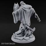 Tome Reading Staff Wielding Deep One Bishop C Miniature for Dungeons and Dragons, Pathfinder or other TTRPGs