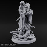Tome Reading Staff Wielding Deep One Bishop C Miniature for Dungeons and Dragons, Pathfinder or other TTRPGs