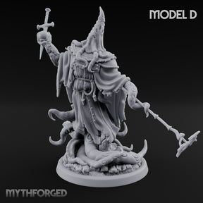 Tome Reading Staff Wielding Deep One Bishop D Miniature for Dungeons and Dragons, Pathfinder or other TTRPGs