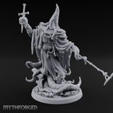 Tome Reading Staff Wielding Deep One Bishop D Miniature for Dungeons and Dragons, Pathfinder or other TTRPGs