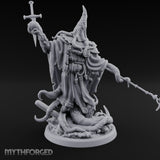 Tome Reading Staff Wielding Deep One Bishop D Miniature for Dungeons and Dragons, Pathfinder or other TTRPGs