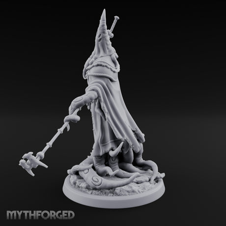 Tome Reading Staff Wielding Deep One Bishop D Miniature for Dungeons and Dragons, Pathfinder or other TTRPGs