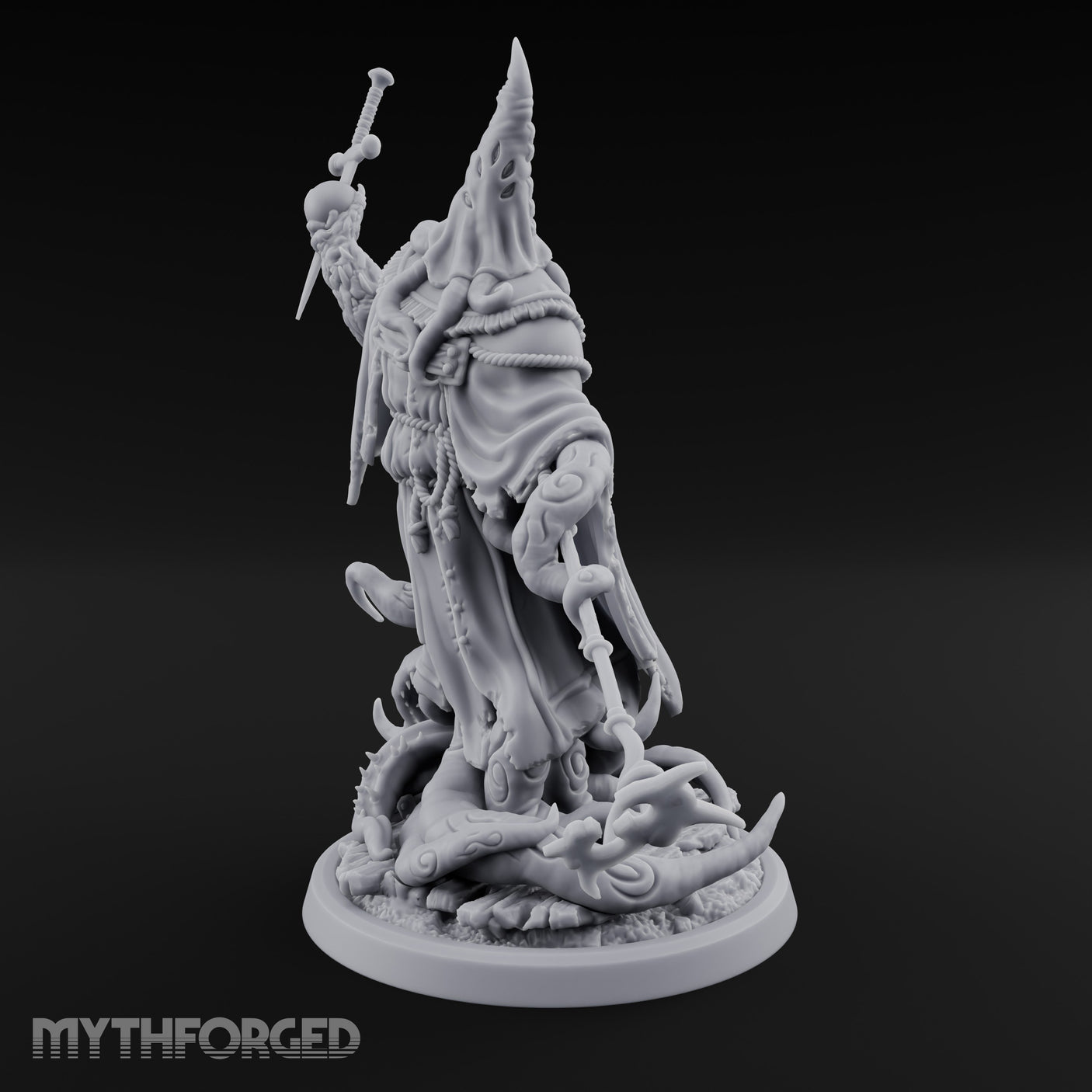 Tome Reading Staff Wielding Deep One Bishop D Miniature for Dungeons and Dragons, Pathfinder or other TTRPGs