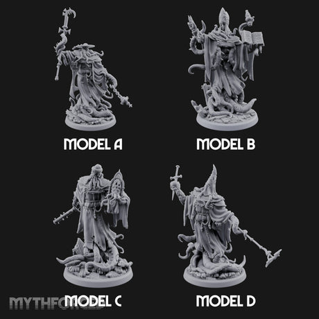 Tome Reading Staff Wielding Deep One Bishops Miniature for Dungeons and Dragons, Pathfinder or other TTRPGs