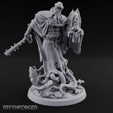 Tome Reading Staff Wielding Deep One Bishops Miniature for Dungeons and Dragons, Pathfinder or other TTRPGs