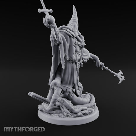 Tome Reading Staff Wielding Deep One Bishops Miniature for Dungeons and Dragons, Pathfinder or other TTRPGs