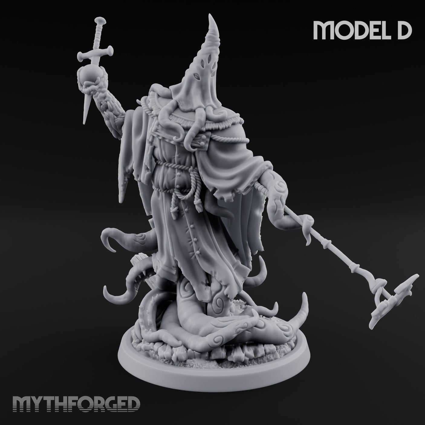 Tome Reading Staff Wielding Deep One Bishops Miniature for Dungeons and Dragons, Pathfinder or other TTRPGs