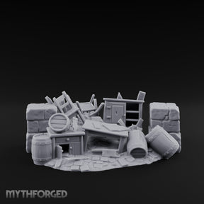 Toppled Chair-Strewn Tavern Wreckage Pile Miniature for Dungeons and Dragons, Pathfinder or other TTRPGs