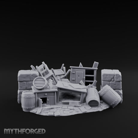 Toppled Chair-Strewn Tavern Wreckage Pile Miniature for Dungeons and Dragons, Pathfinder or other TTRPGs