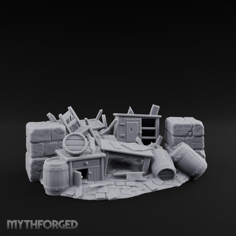 Toppled Chair-Strewn Tavern Wreckage Pile Miniature for Dungeons and Dragons, Pathfinder or other TTRPGs