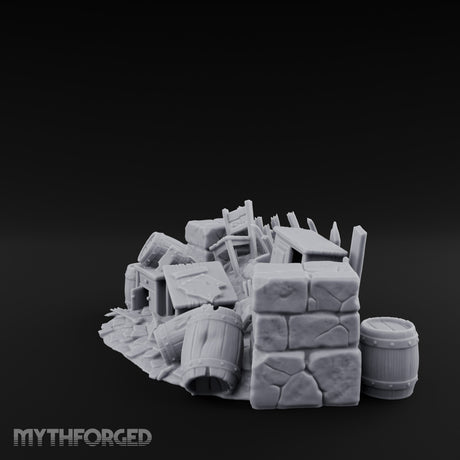 Toppled Chair-Strewn Tavern Wreckage Pile Miniature for Dungeons and Dragons, Pathfinder or other TTRPGs