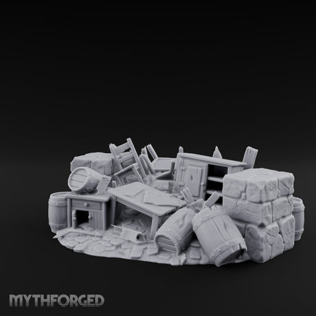 Toppled Chair-Strewn Tavern Wreckage Pile Miniature for Dungeons and Dragons, Pathfinder or other TTRPGs