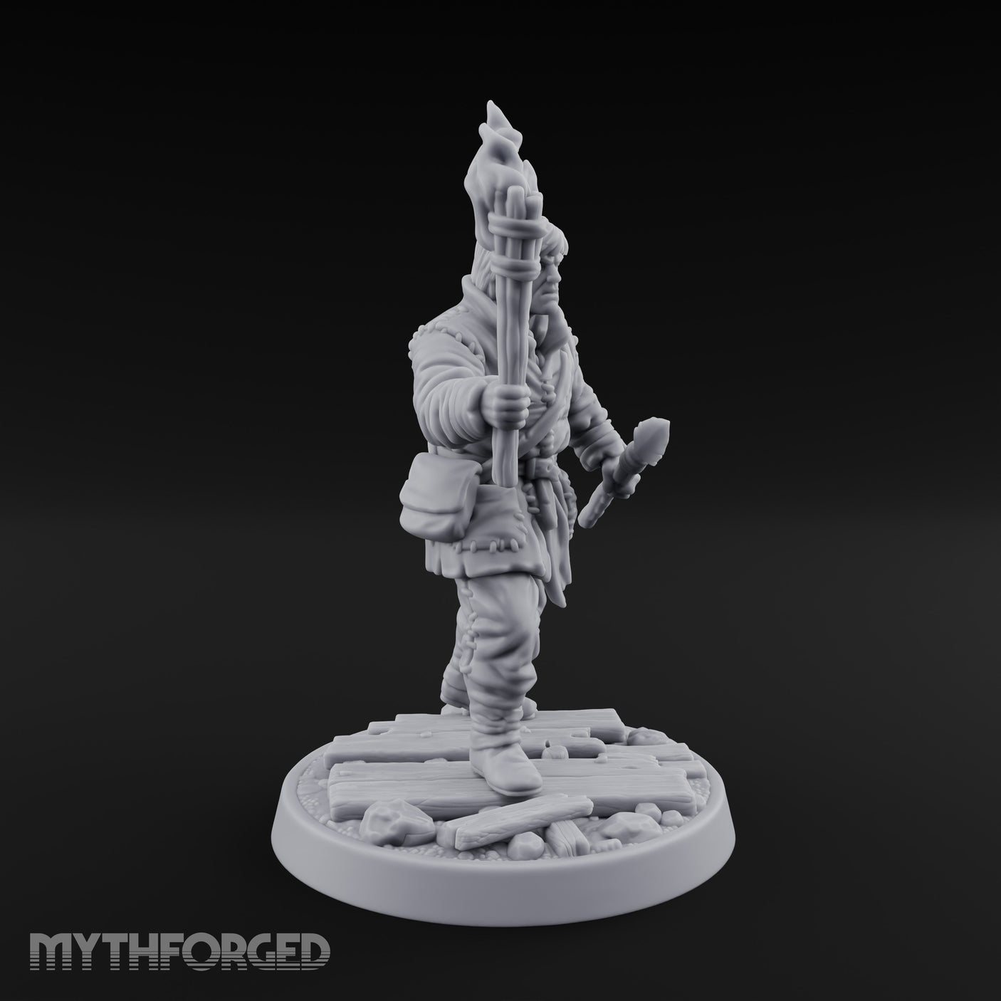Torch Aloft Rifle Gripping Human Watchman Miniature for Dungeons and Dragons, Pathfinder or other TTRPGs