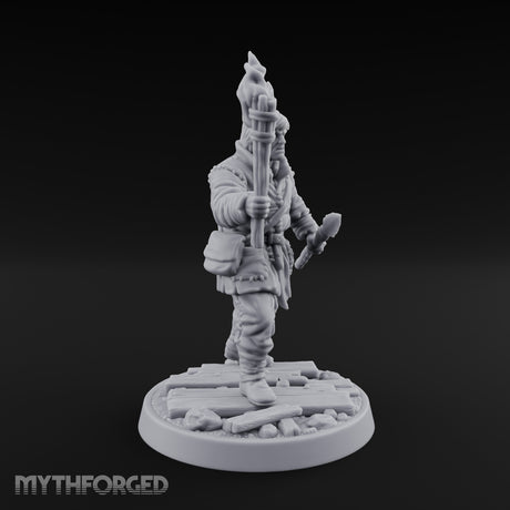 Torch Aloft Rifle Gripping Human Watchman Miniature for Dungeons and Dragons, Pathfinder or other TTRPGs