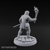 Torch Aloft Rifle Gripping Human Watchman Miniature for Dungeons and Dragons, Pathfinder or other TTRPGs