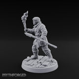 Torch Aloft Rifle Gripping Human Watchman Miniature for Dungeons and Dragons, Pathfinder or other TTRPGs