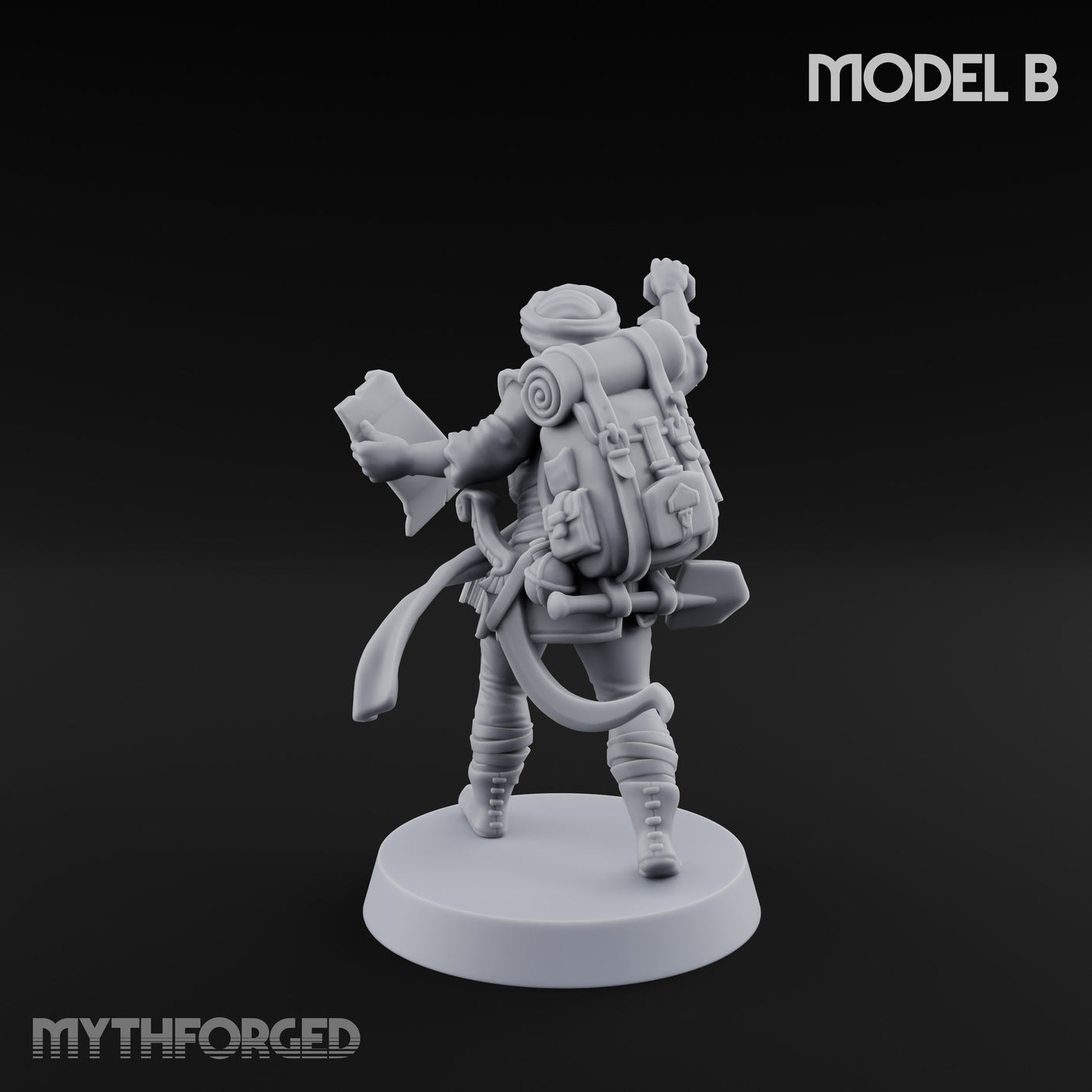 Torch And Map Bearing Tomb Raider B Miniature for Dungeons and Dragons, Pathfinder or other TTRPGs