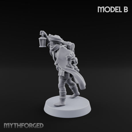 Torch And Map Bearing Tomb Raider B Miniature for Dungeons and Dragons, Pathfinder or other TTRPGs