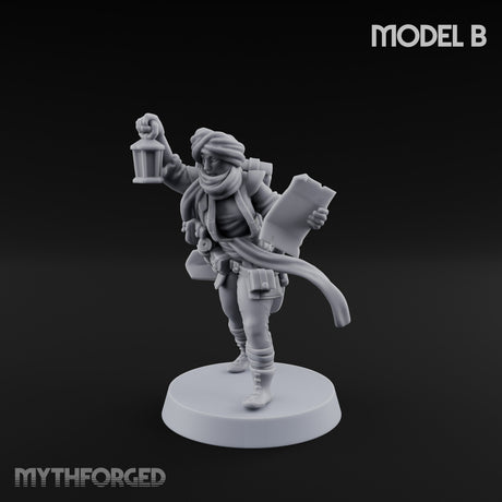 Torch And Map Bearing Tomb Raider B Miniature for Dungeons and Dragons, Pathfinder or other TTRPGs