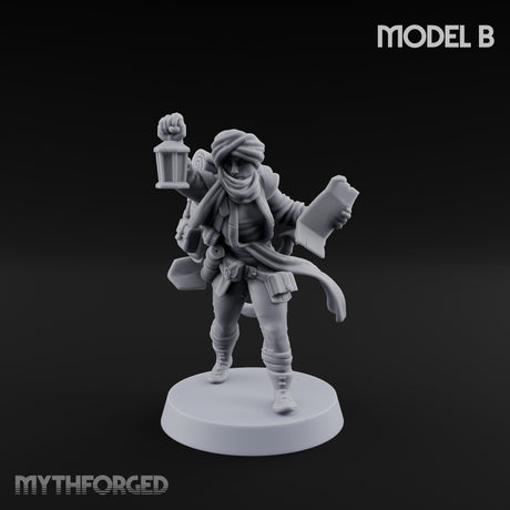 Torch And Map Bearing Tomb Raider B Miniature for Dungeons and Dragons, Pathfinder or other TTRPGs