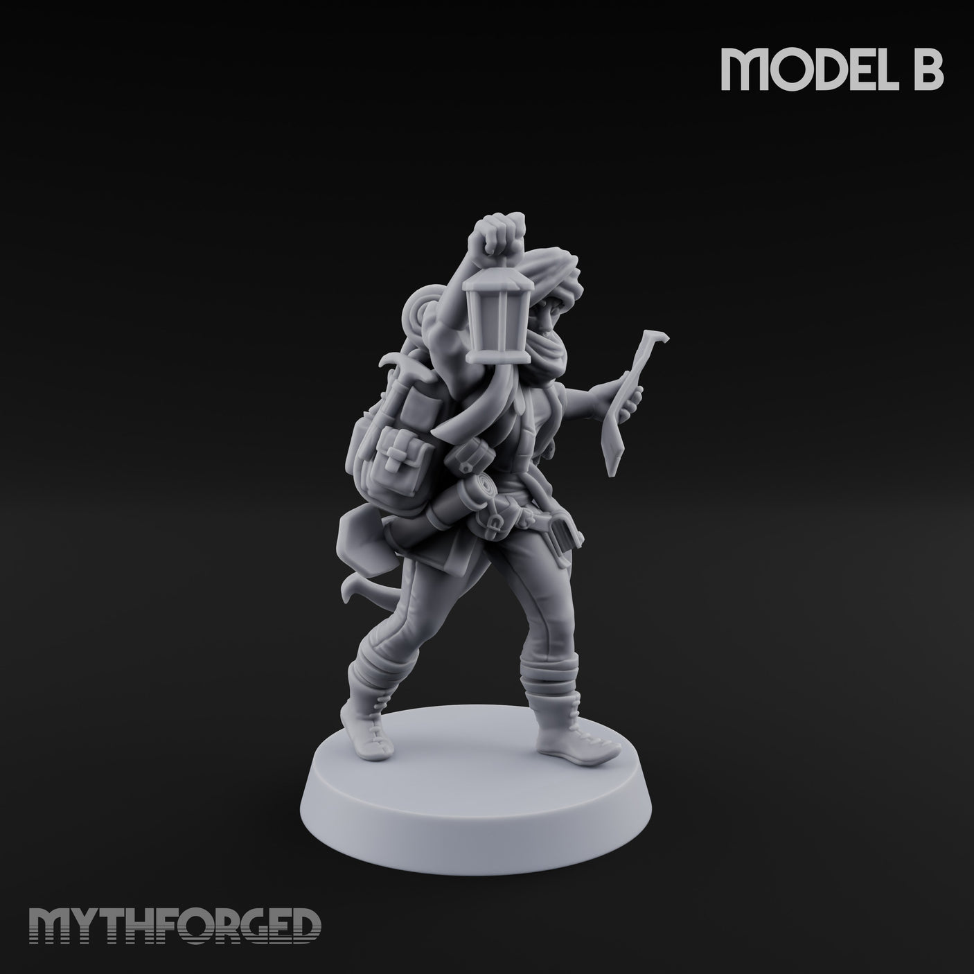 Torch And Map Bearing Tomb Raiders Miniature for Dungeons and Dragons, Pathfinder or other TTRPGs